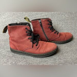 Dr. Martens Shoreditch Canvas Hightop Boots Maroon Size 2Y
